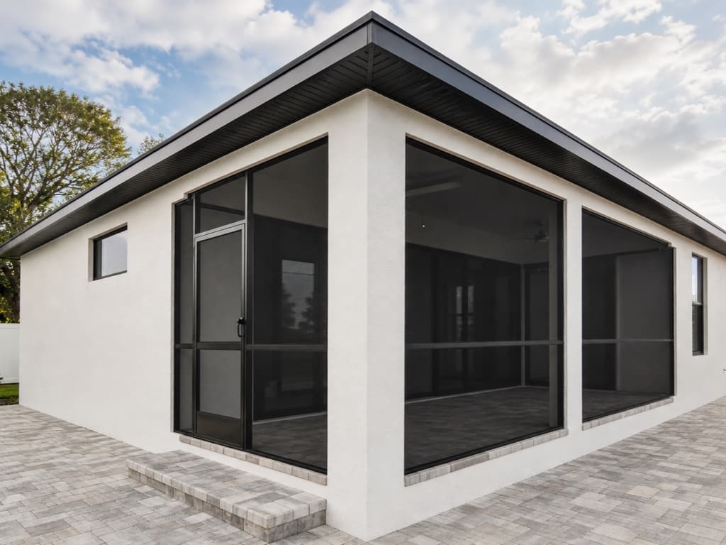 Modern lanai and screen enclosure exterior